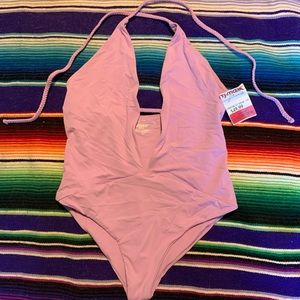Frankies Bikinis One Piece Halter Bathing Suit